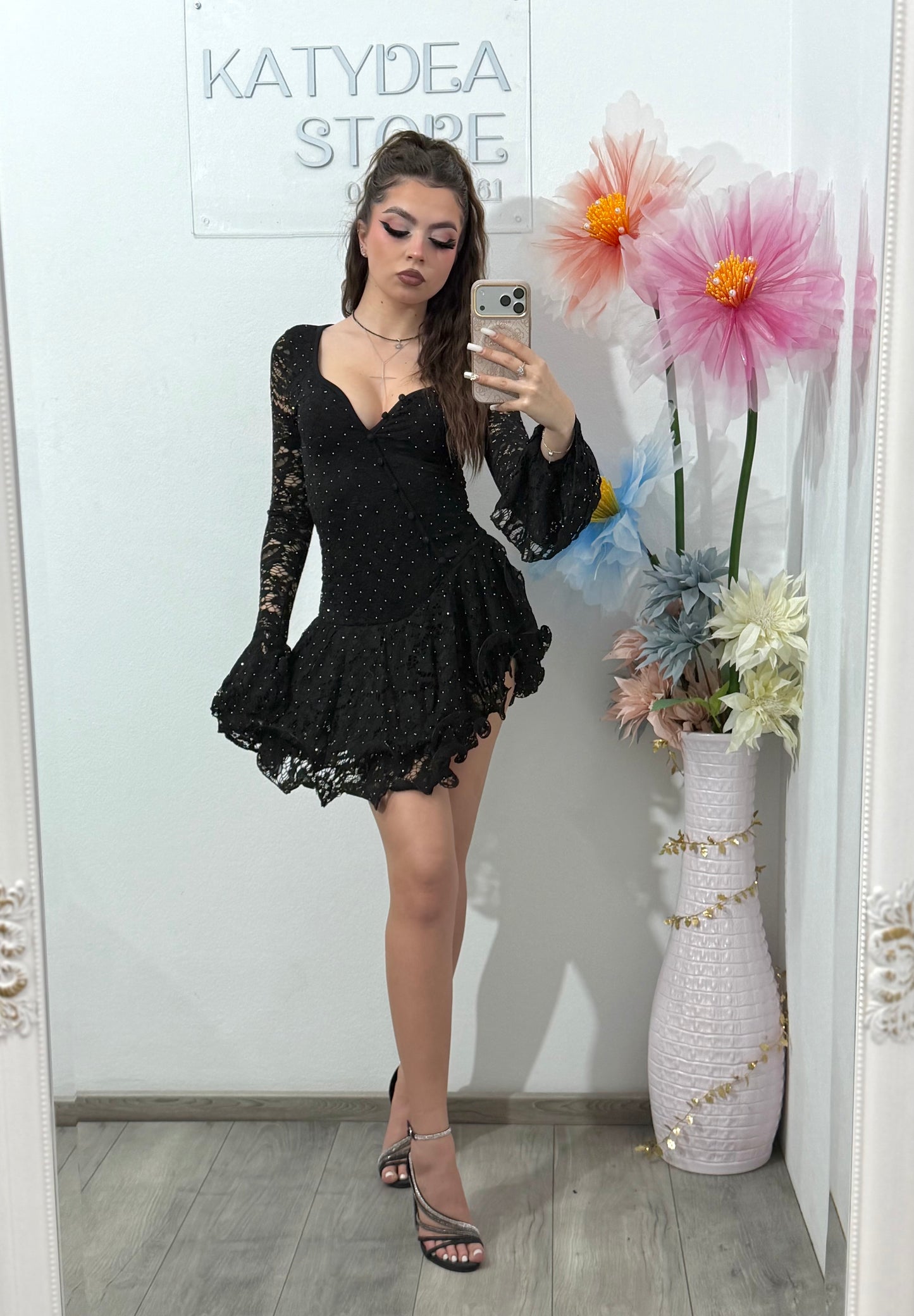 Salopetă din dantelă cu cristale ștanțate ALIS