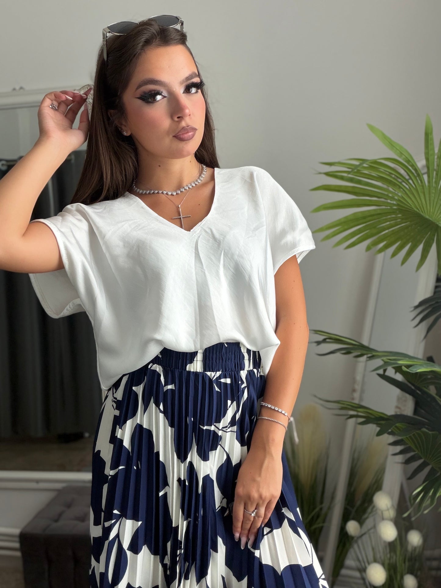 Cămașă satinata alba KARLA