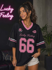 Tricou oversize negru LUCKY
