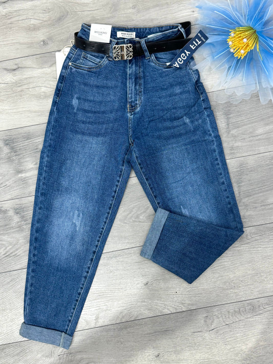 Jeans baggy fit albaștri Anne