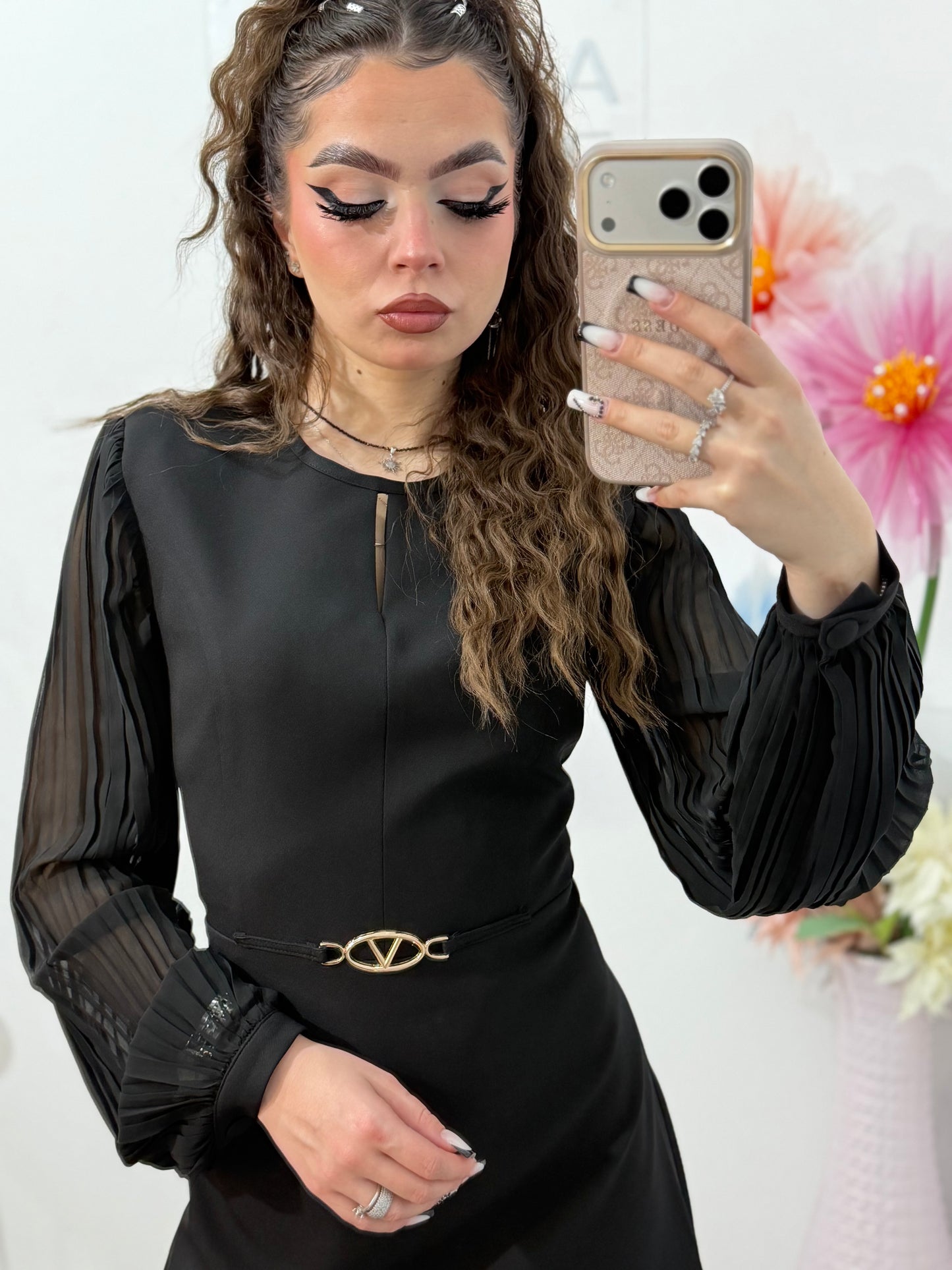 Rochie elegantă neagră cu manecuta bufanta ALICE