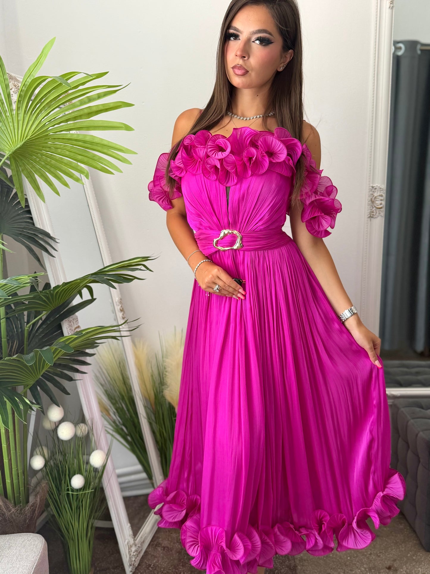 Rochie eleganta fucsia Paulinne