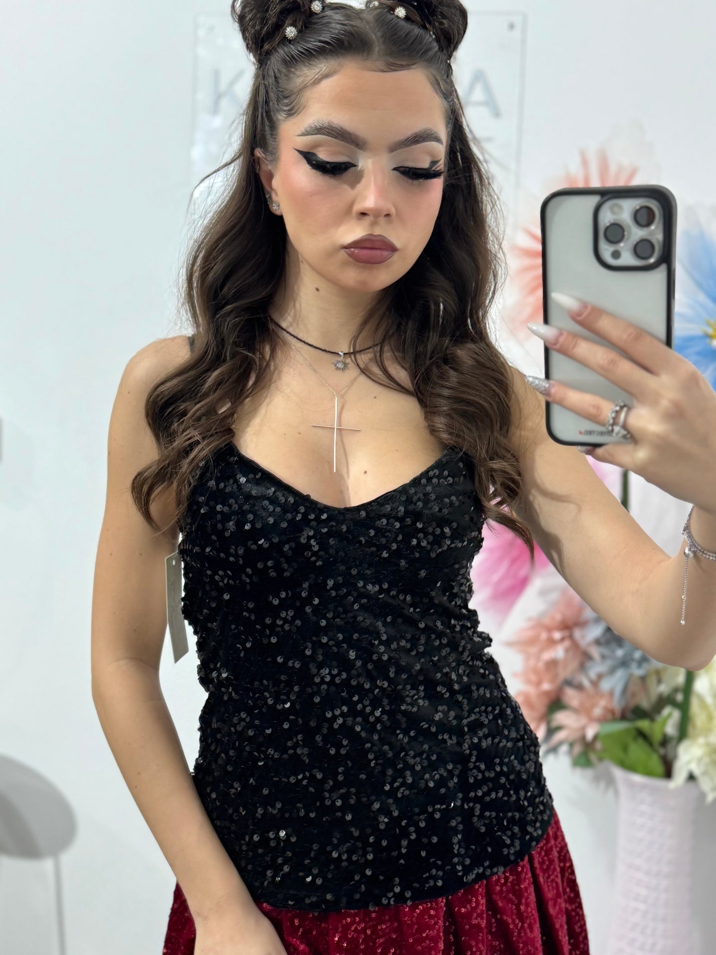 Maieu din catifea & paiete FIRUZE