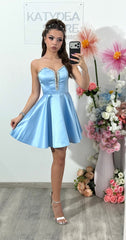 Rochie bleu din tafta Vanessa