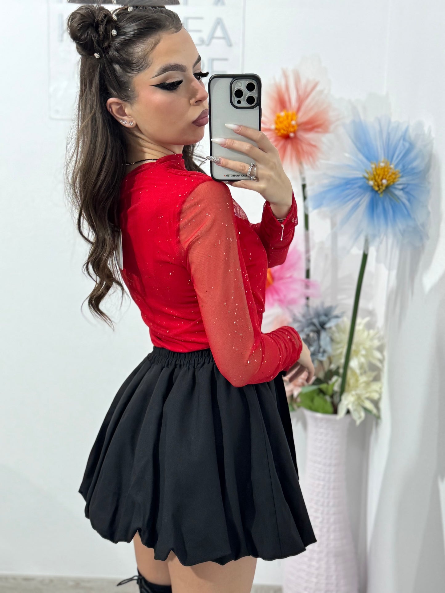 Bluză din meșa cu detalii argintii ANELIS