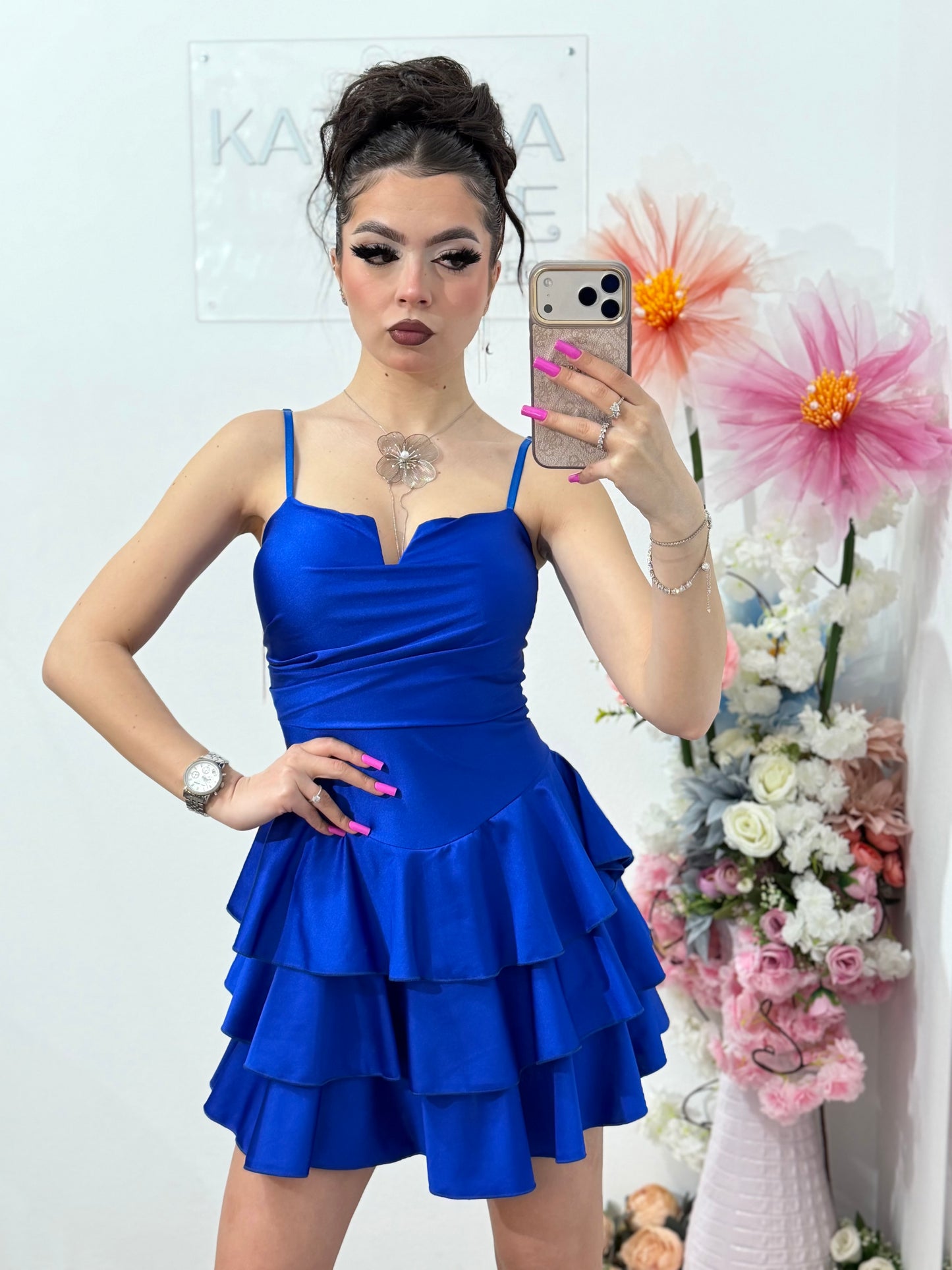 Rochie scurta albastru electric Sabrina
