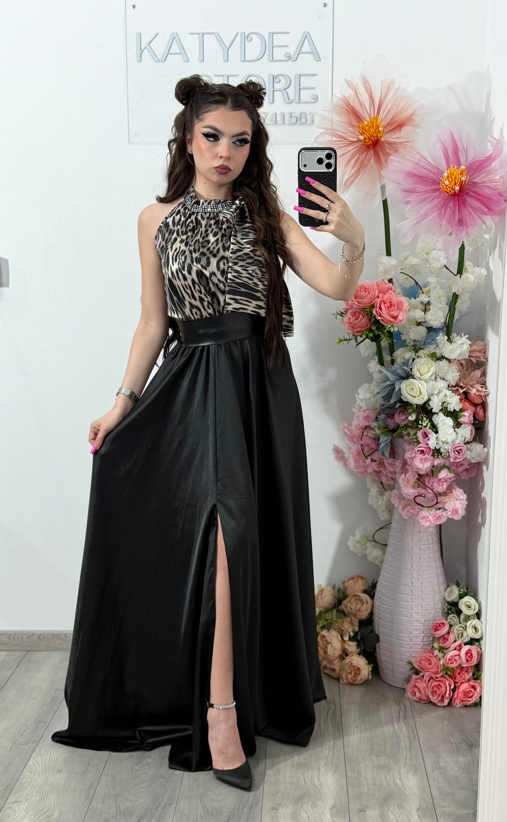 Rochie din satin animalprint ELSA