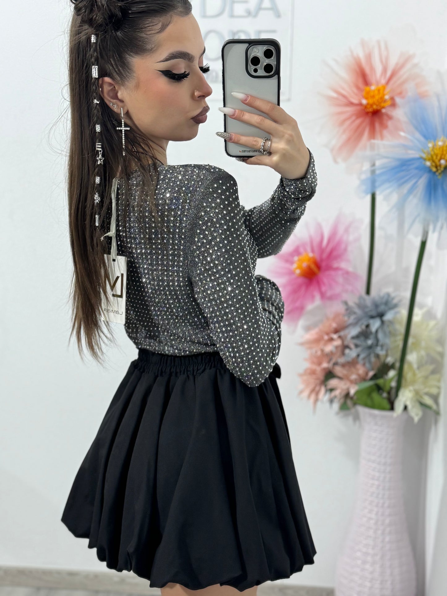 Bluză cu cristale argintii ANA