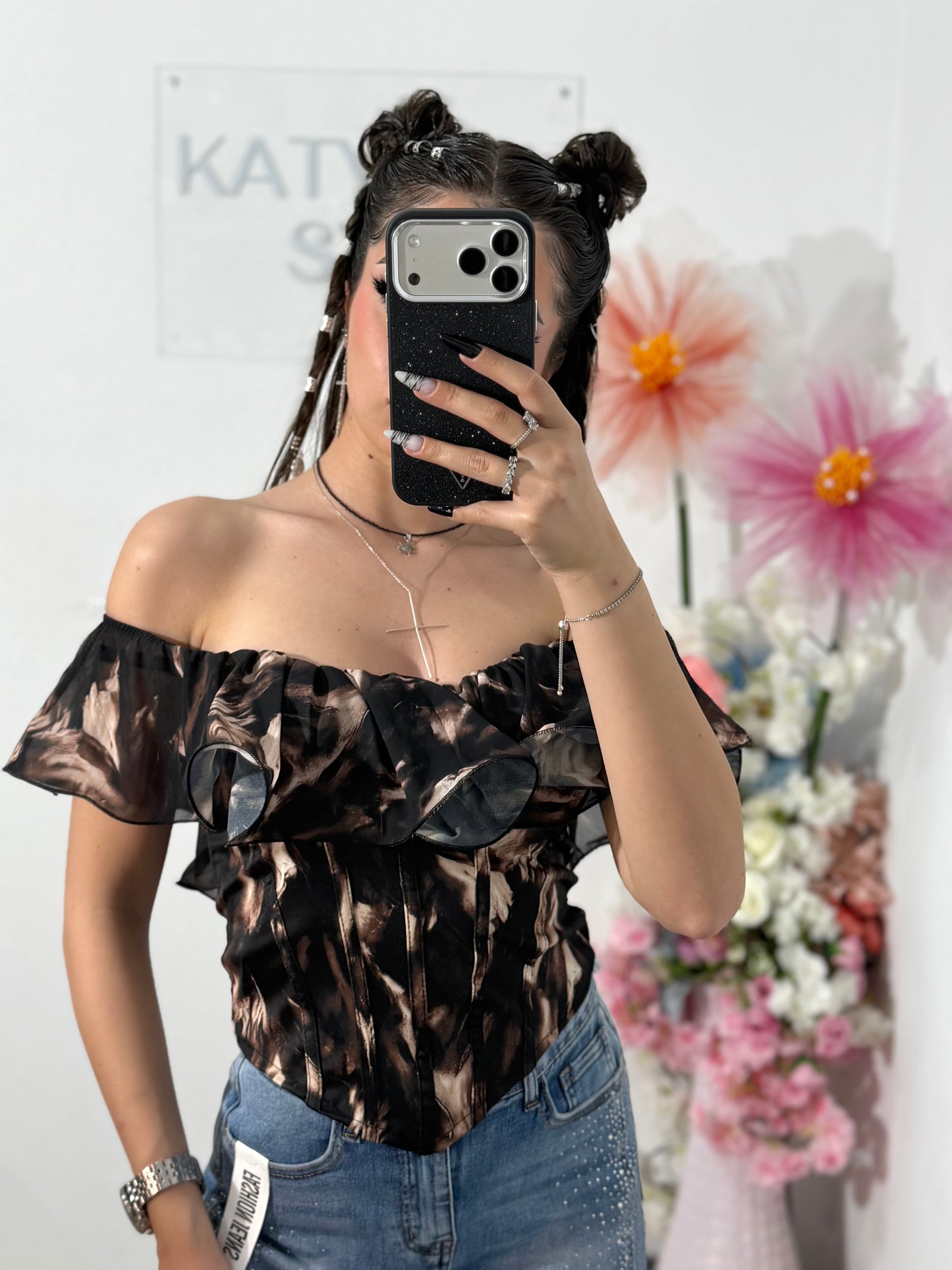 Top tip corset GIRLY negru