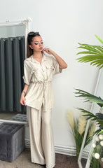 Compleu din in beige ELIZZA