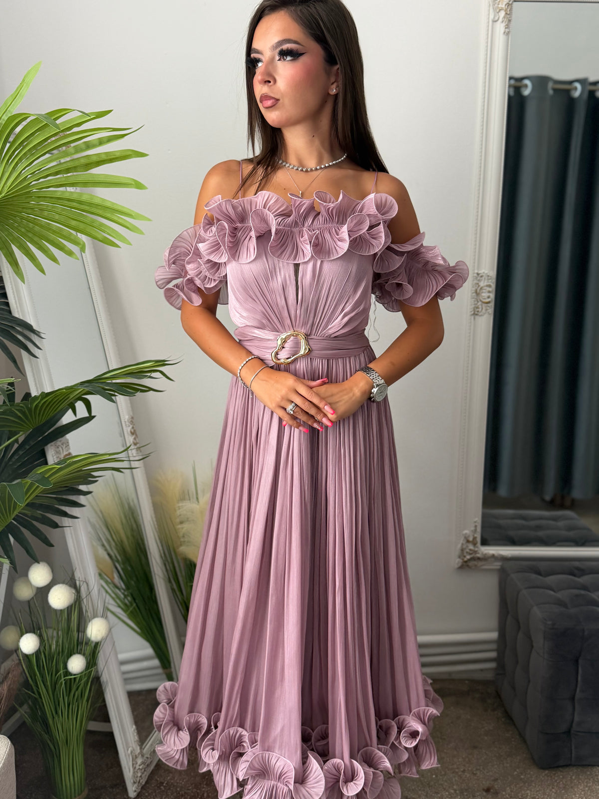 Rochie eleganta lila prafuit Paulinne