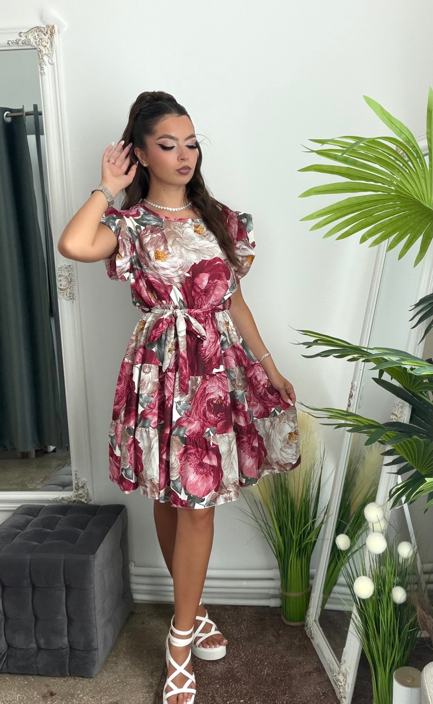 Rochie cu volanase grena ELSA