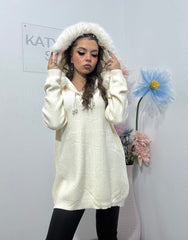 Hanorac din tricot cu blăniță Monika