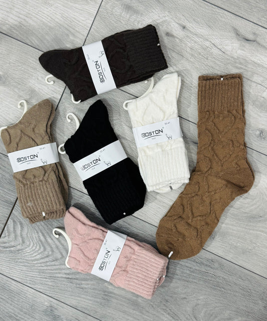 Șosete din lână cu inimioare HEARTS