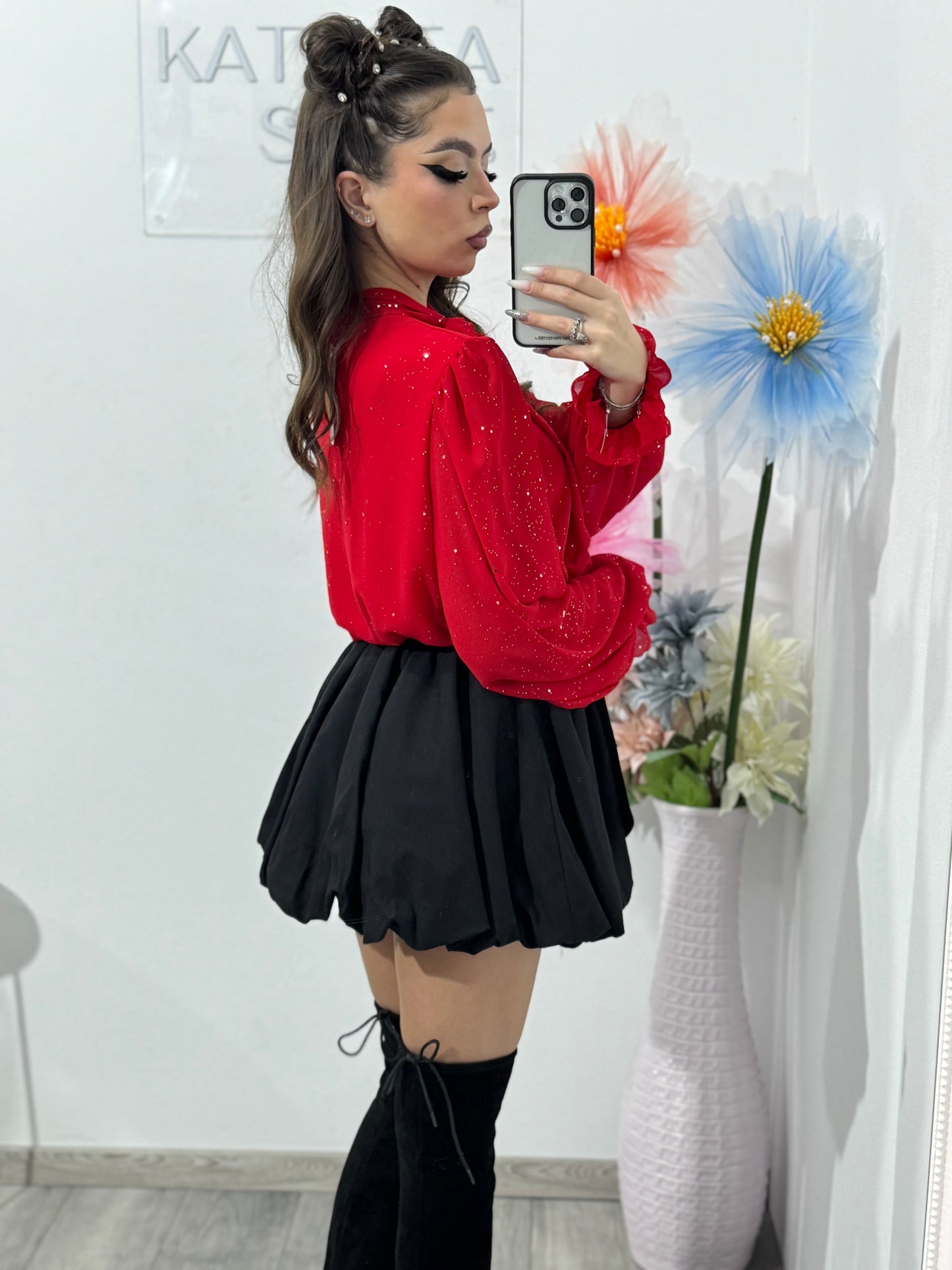 Bluză elegantă cu inserții argintii ROSE