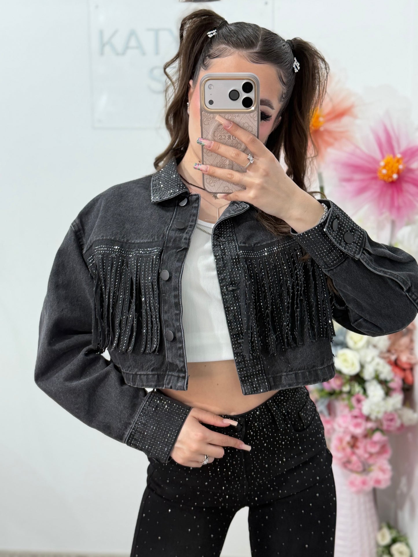 Geacă denim cu cristale ANDREE