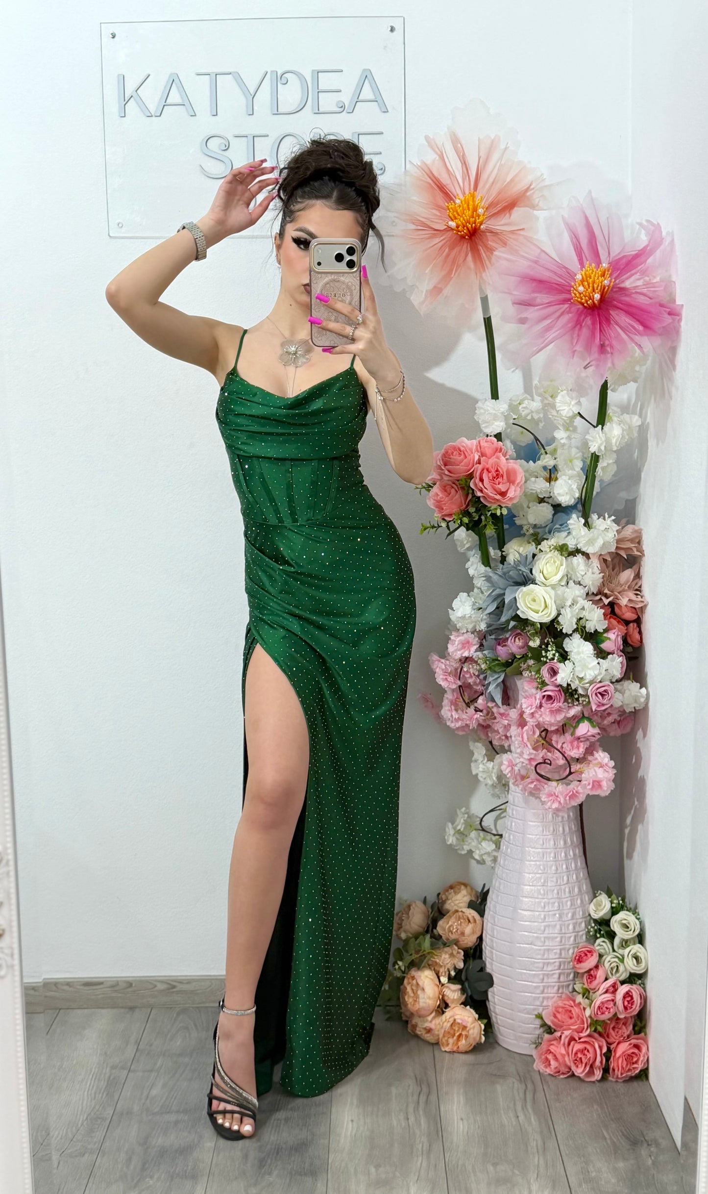 Rochie lunga verde Laura