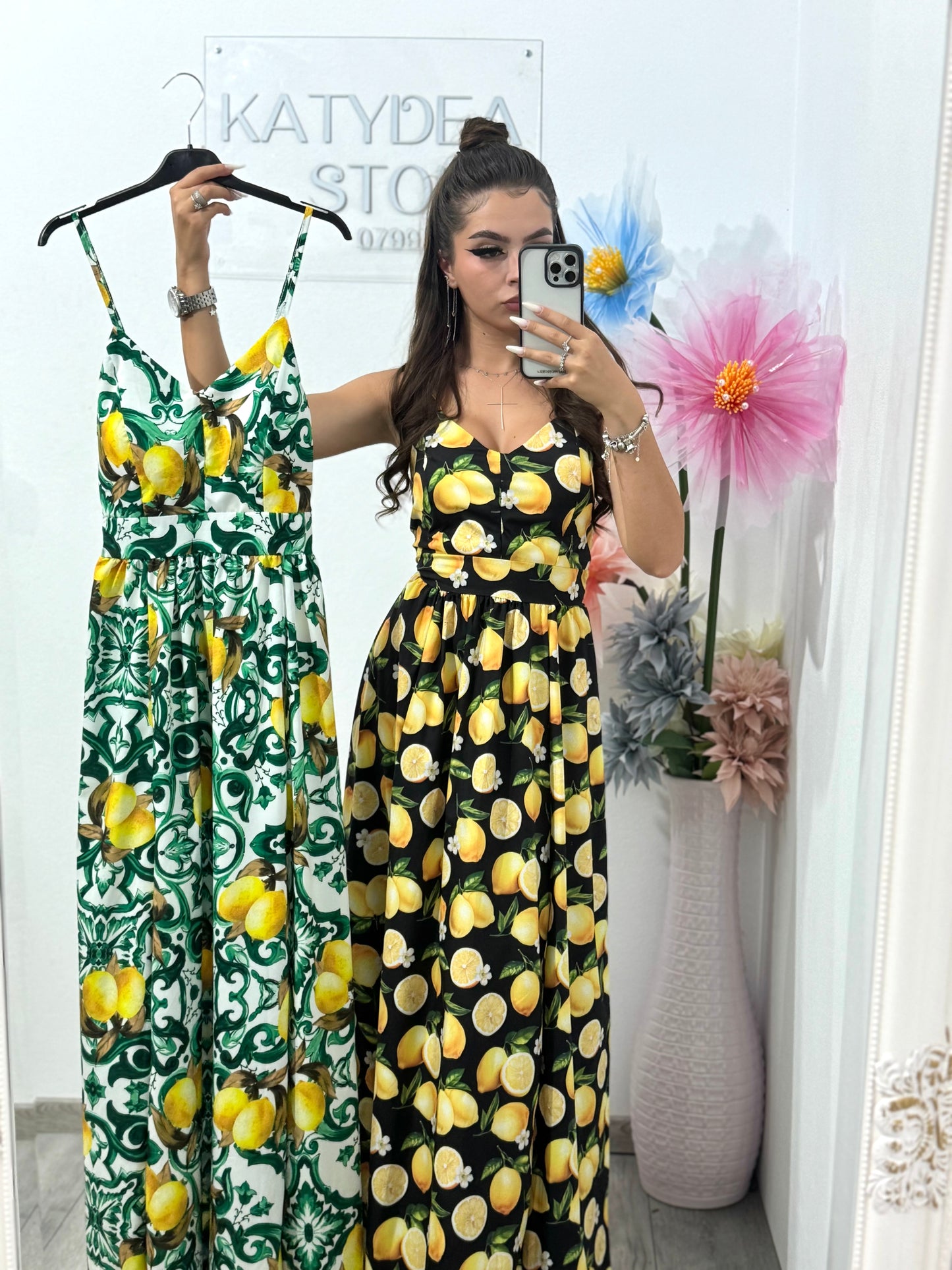 Rochie lungă cu imprimeu Corina