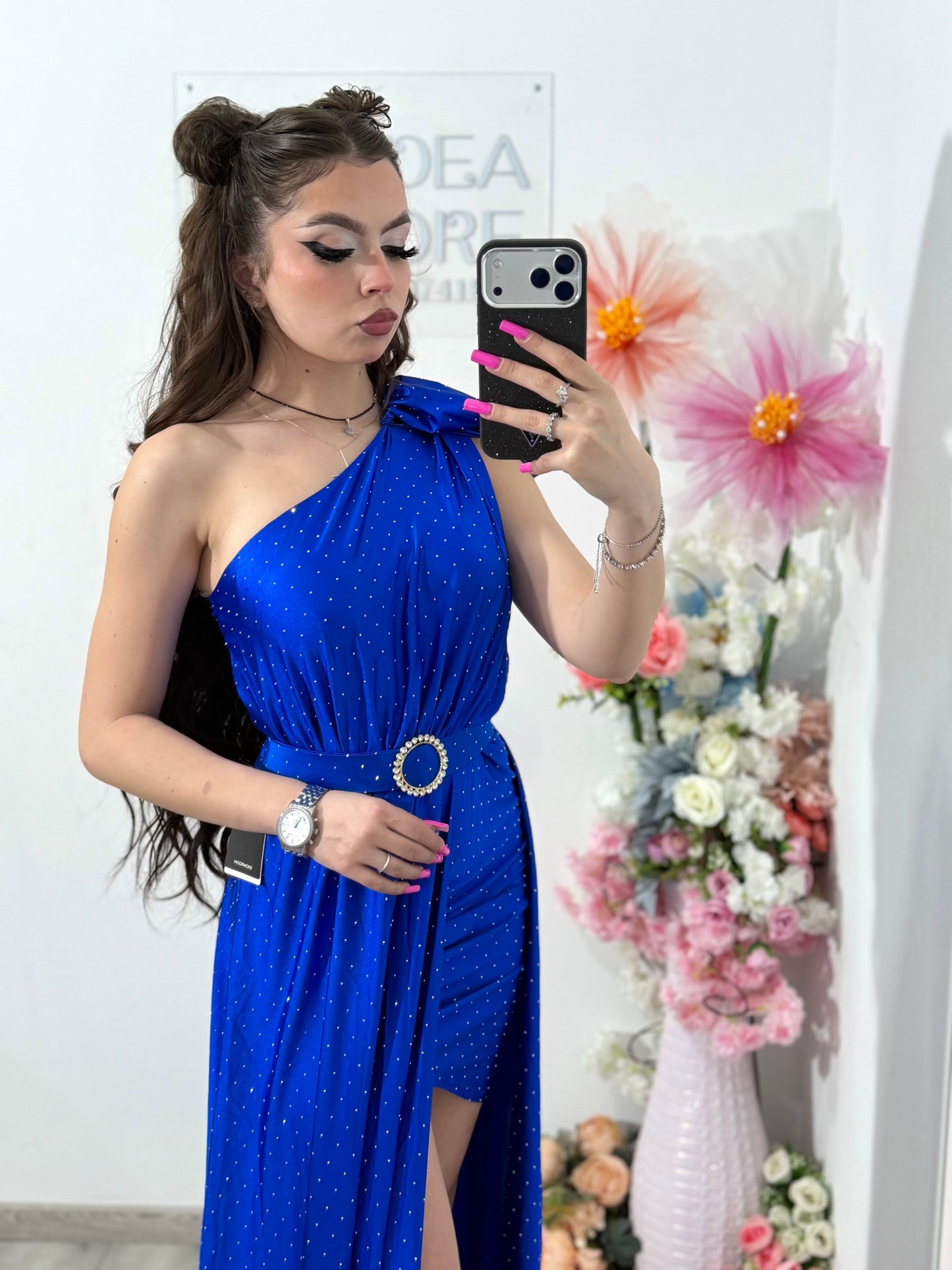 Rochie elegantă cu cristale albastru electric Cleopatra