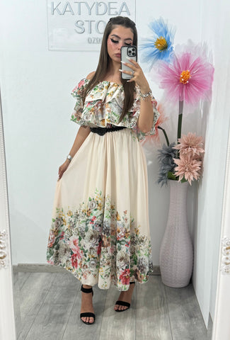 Rochie cu imprimeu beige Delilah