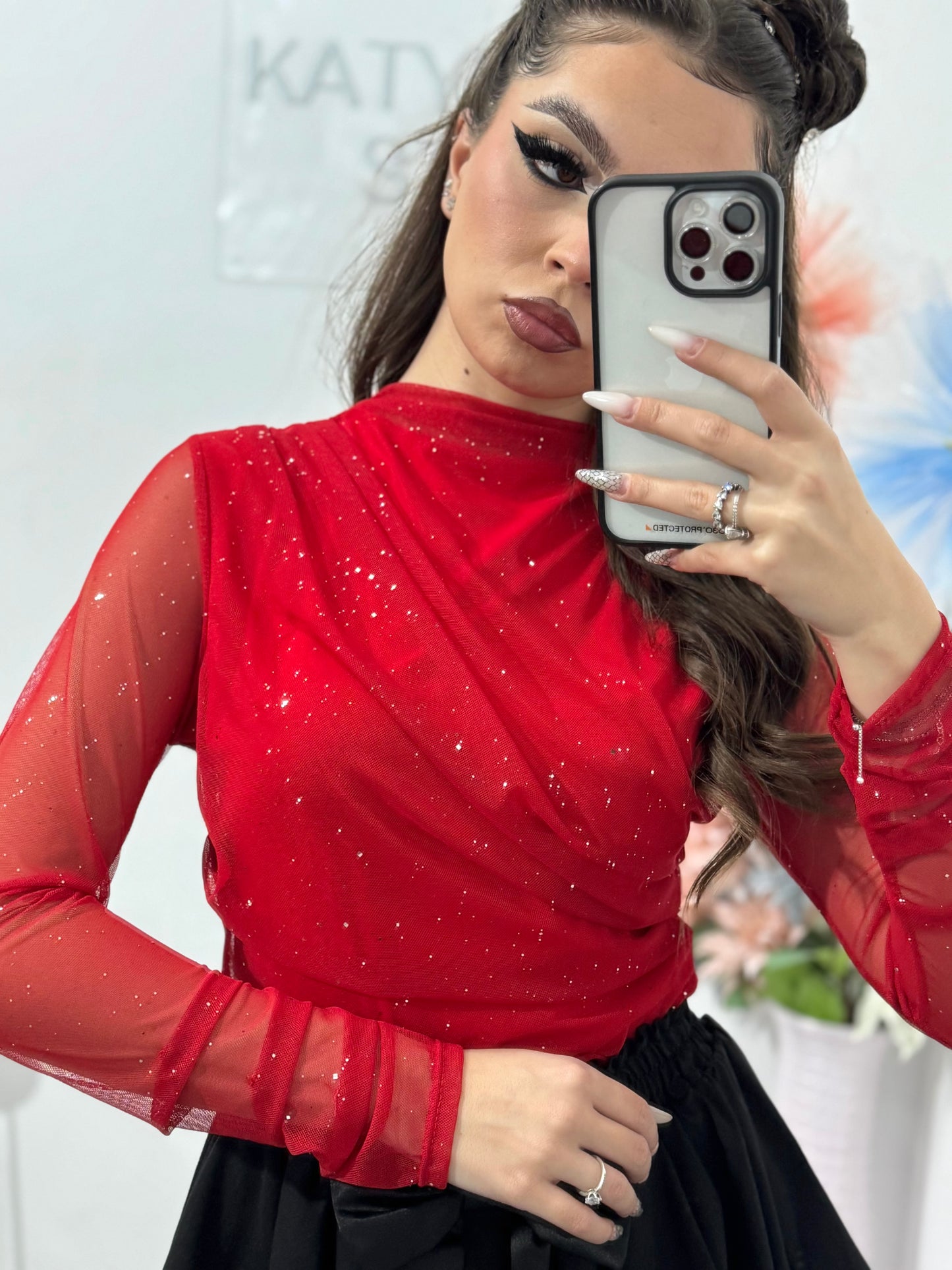 Bluză din meșa cu detalii argintii ANELIS