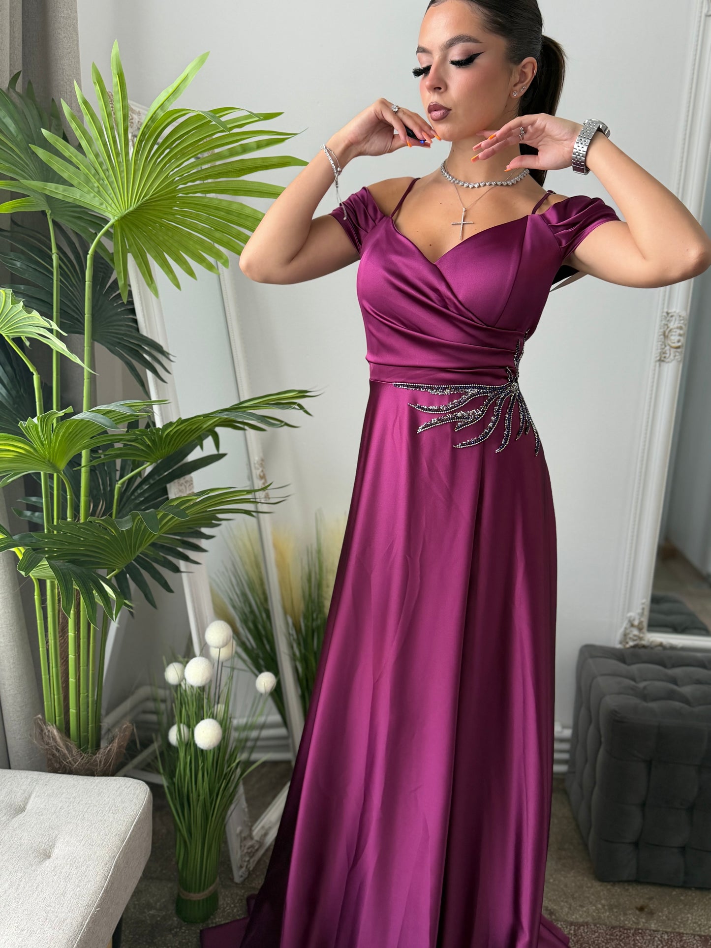 Rochie elegantă prună KARINNA