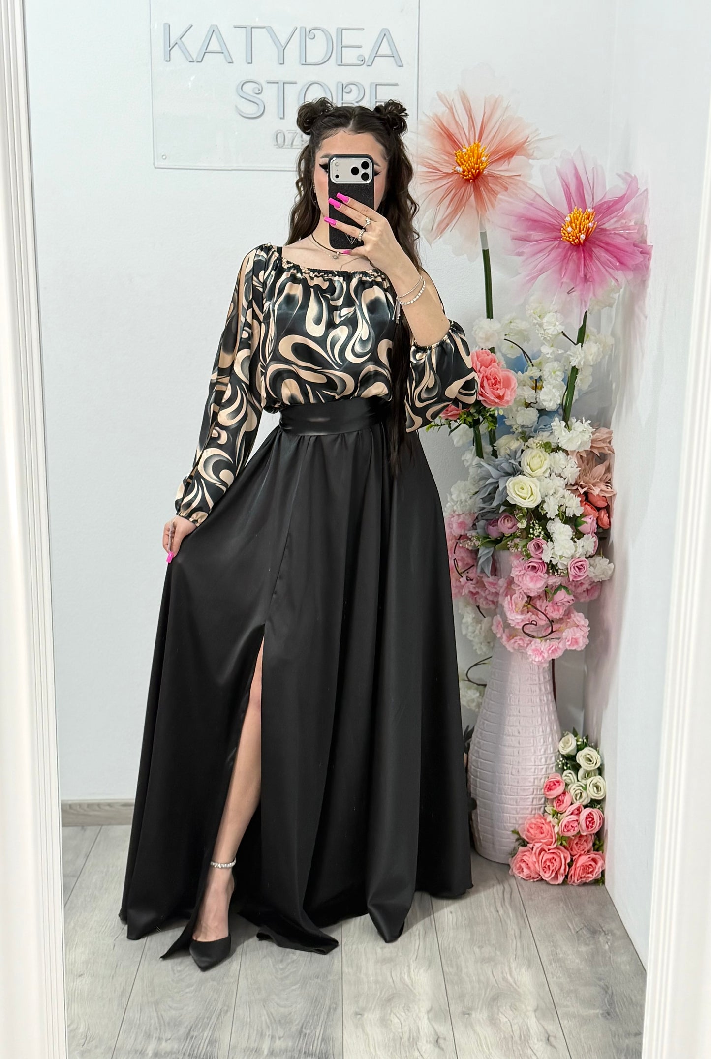 Rochie din satin lunga Helen