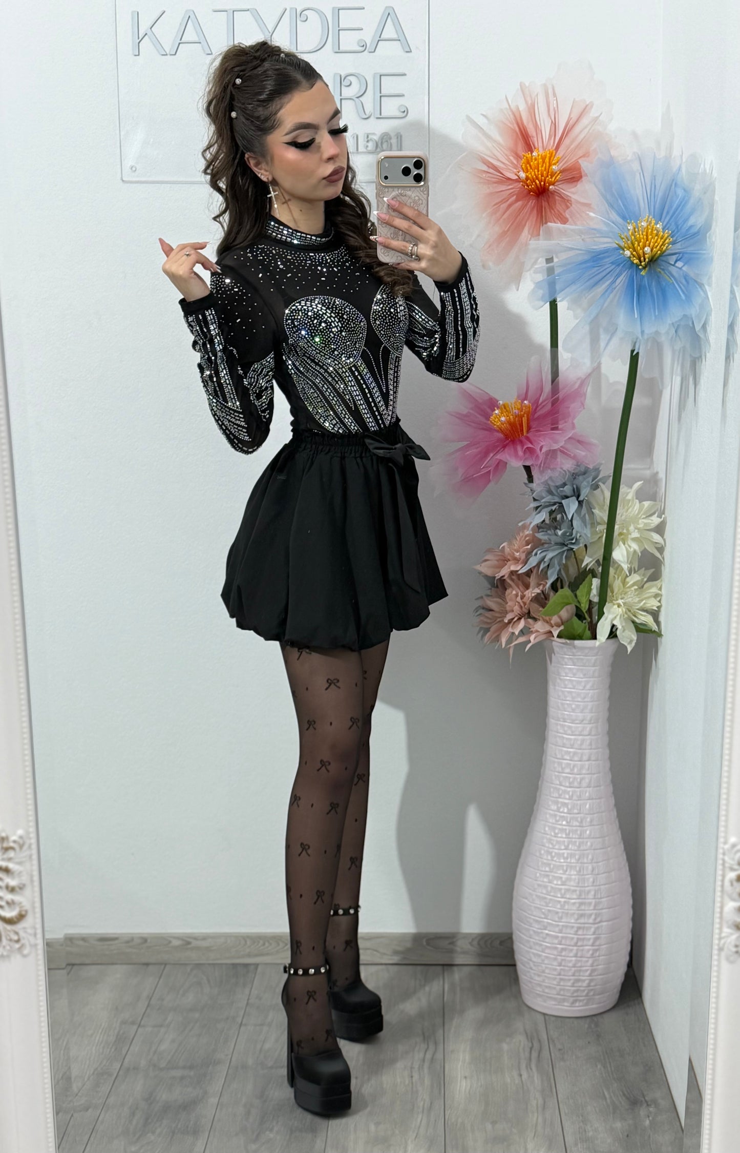 Body din tulle cu cristale ștanțate DELUXE