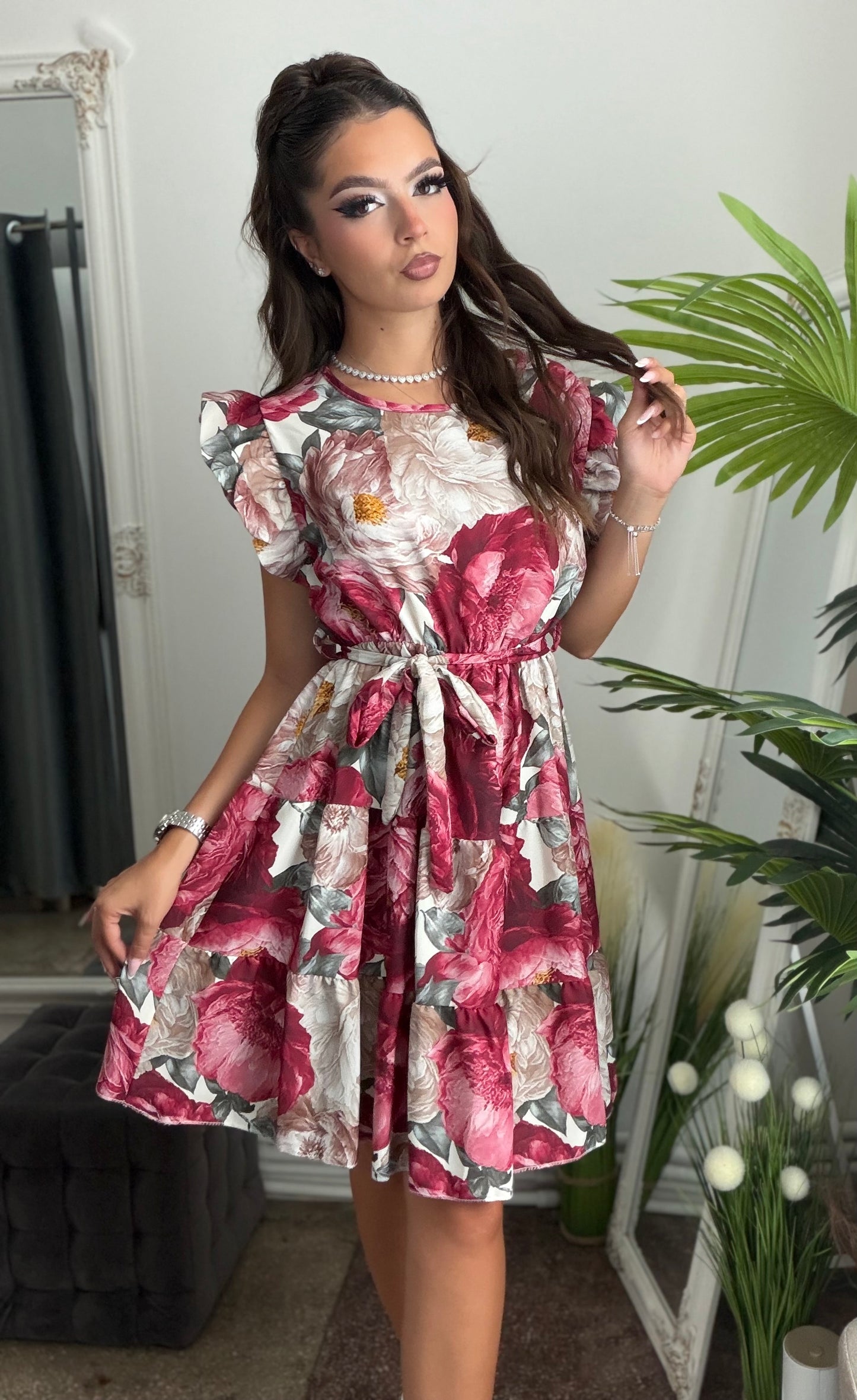 Rochie cu volanase grena ELSA