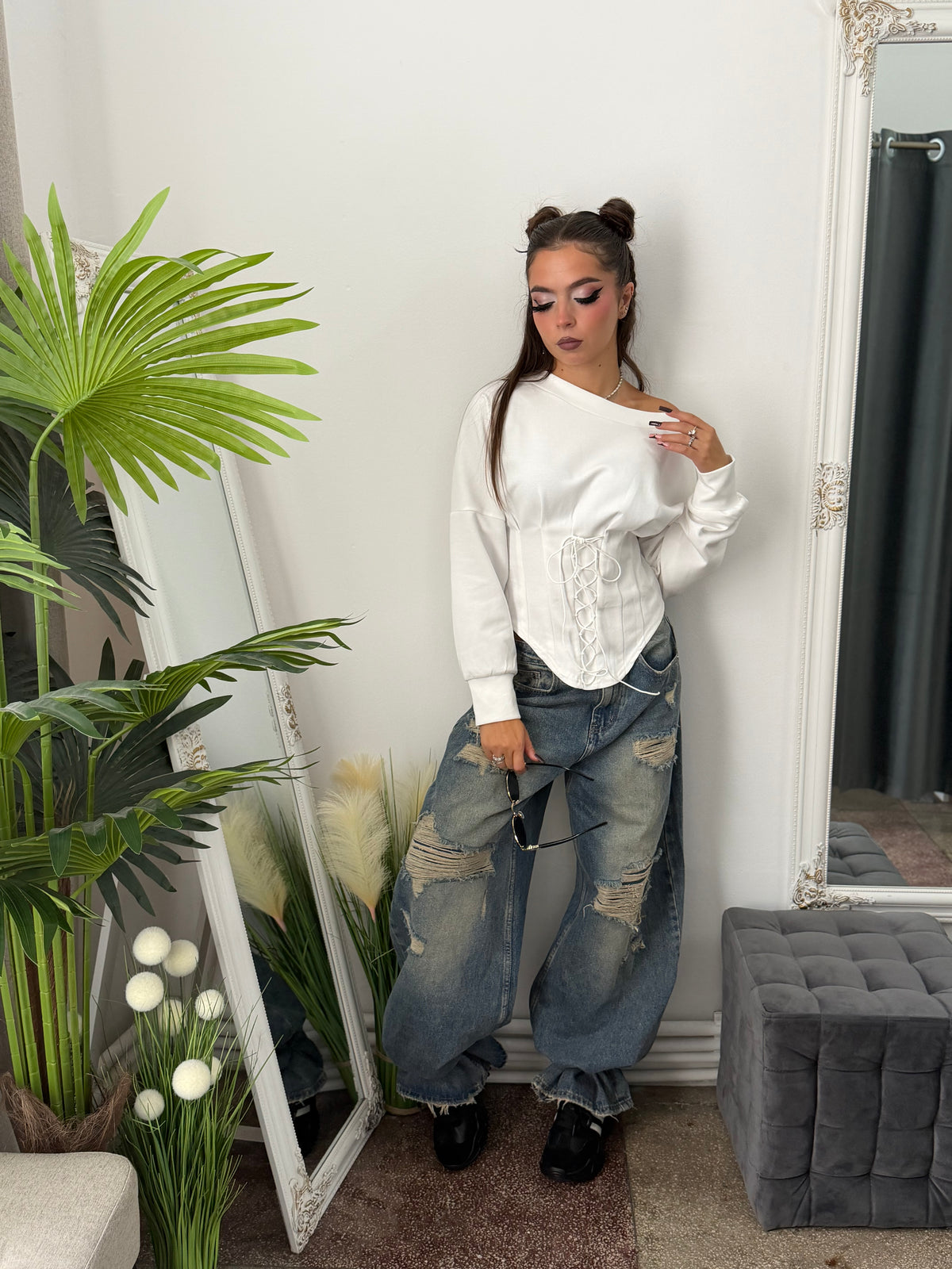 Bluză tip corset albă JOLIE