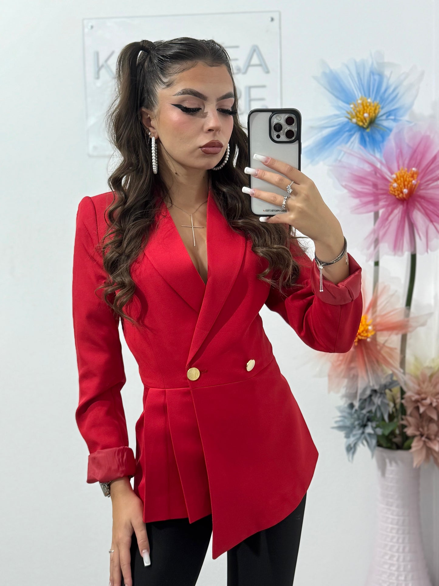 Sacou elegant roșu Nasia
