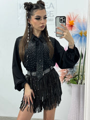 Camasa cu cristale ștanțate și cravata LORELAI