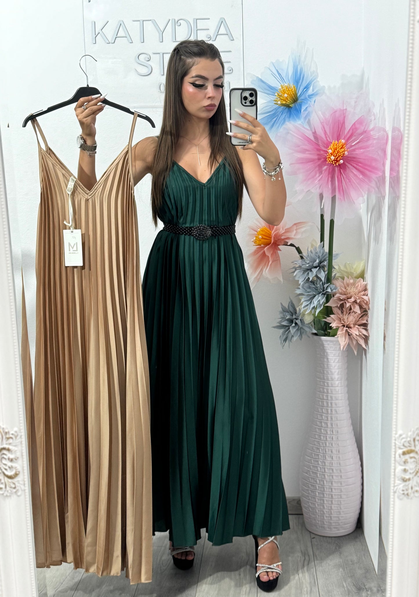 Rochie cu pliseu satinat Koria