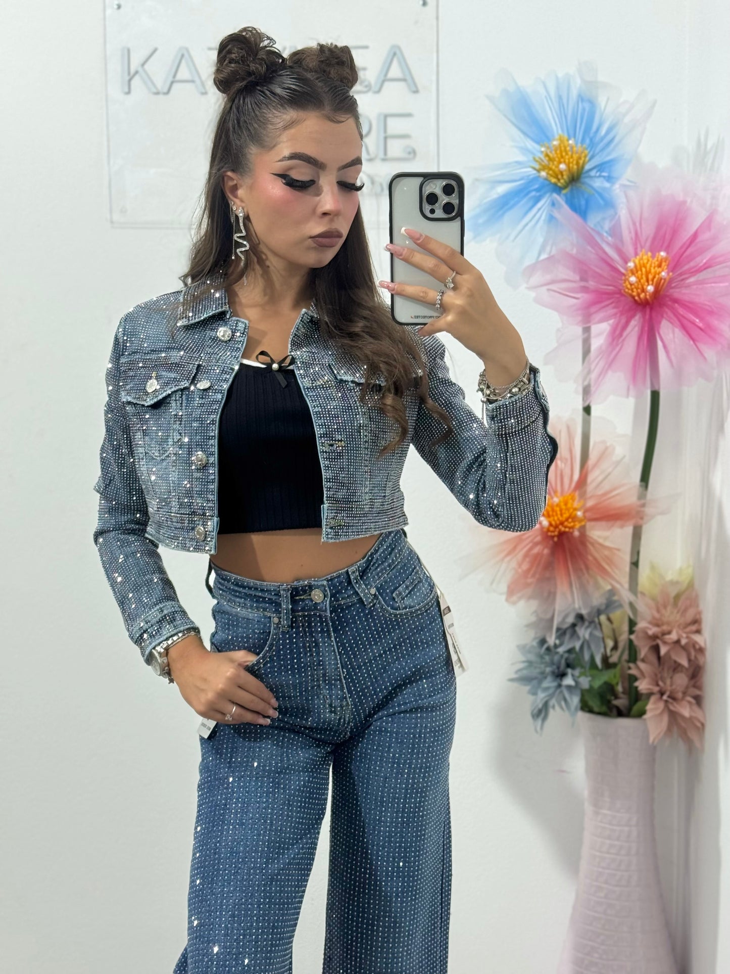 Blugi WideLeg full piatră Xonia