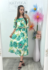 Rochie cu imprimeu floral verde