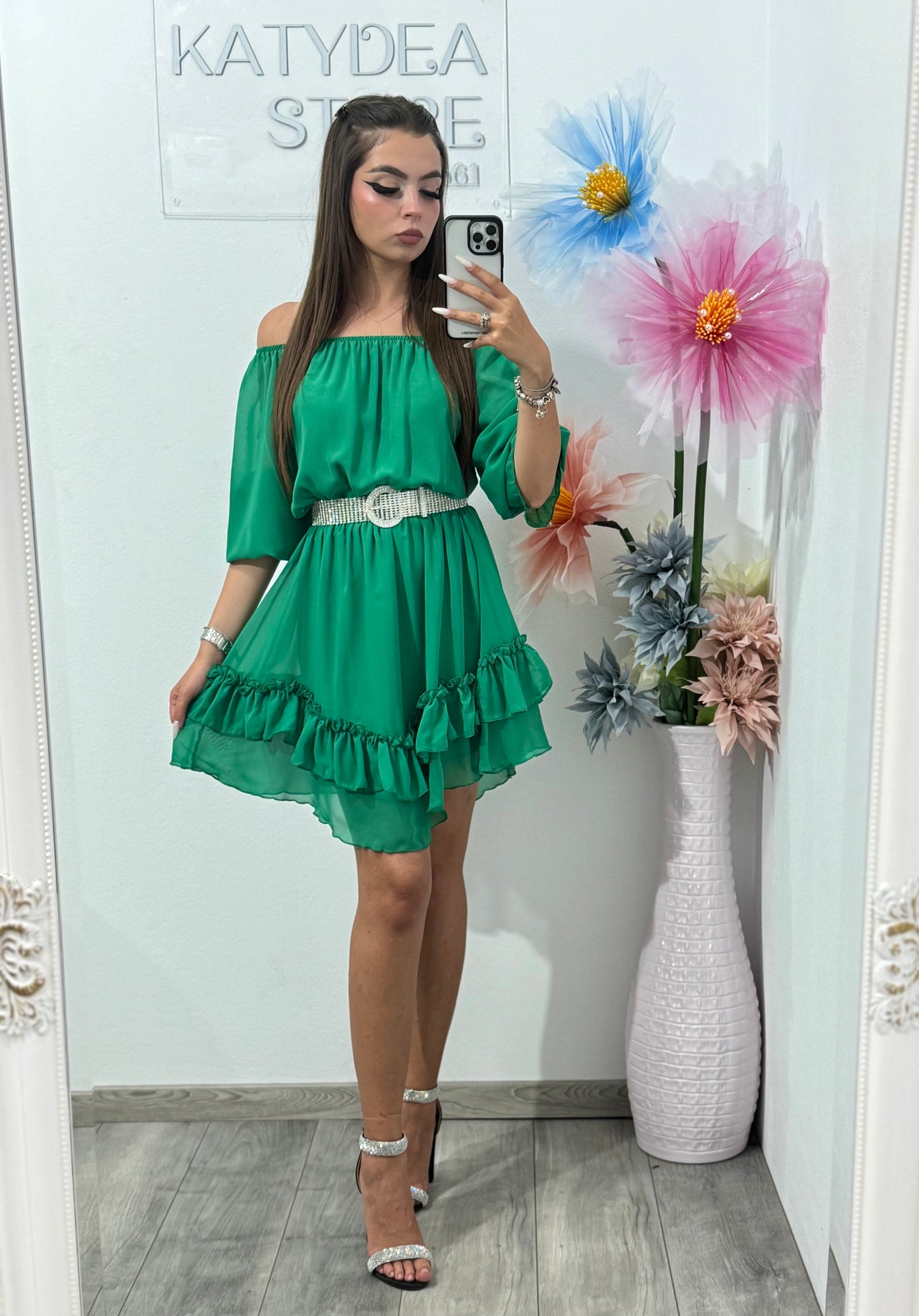 Rochie din voal verde Carla