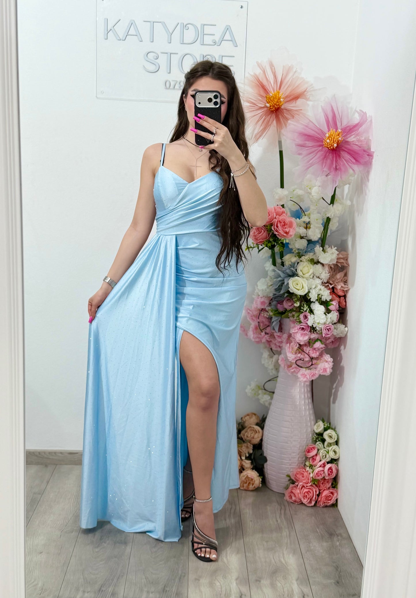 Rochie Monique cu cristale ștanțate babyblue