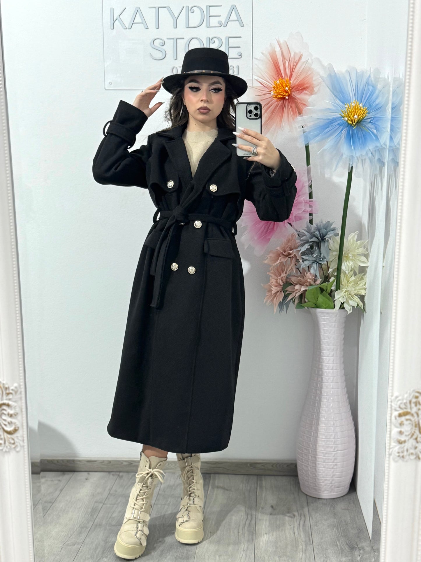 Palton negru ELEGANCE