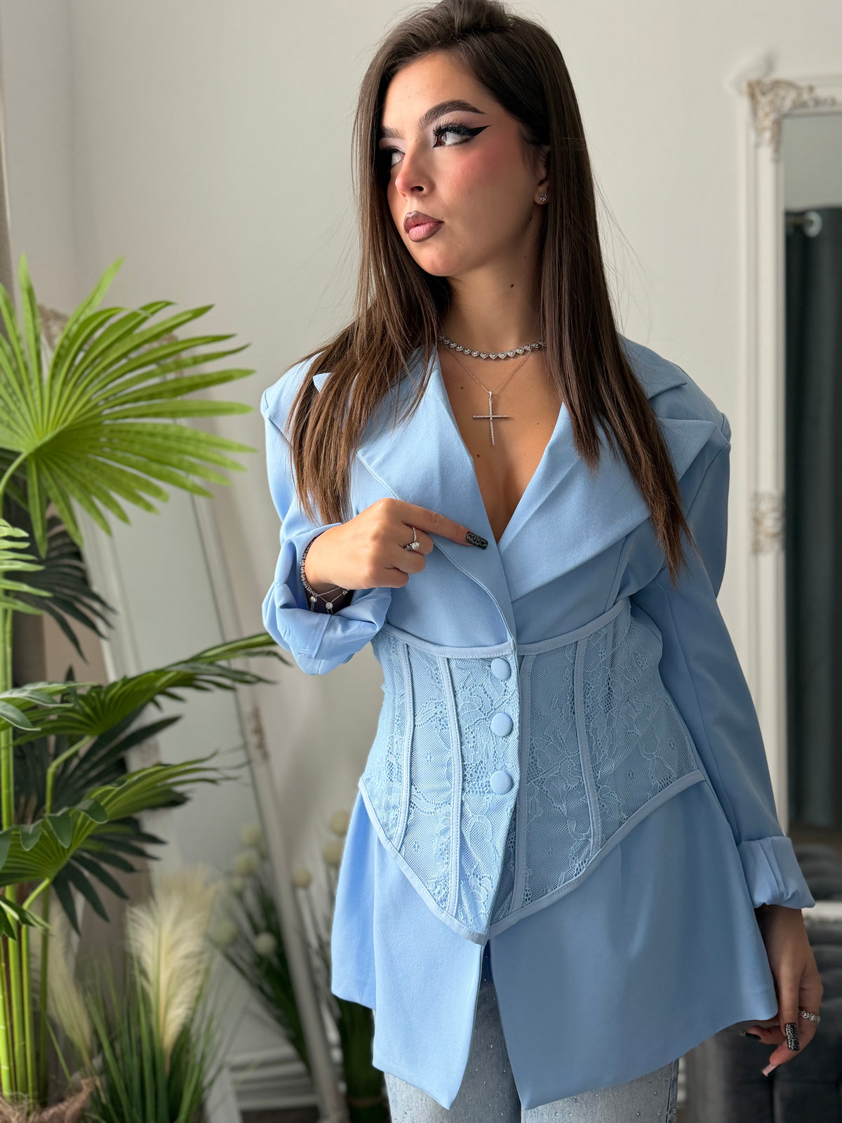 Sacou cu corset blue PRINCESS