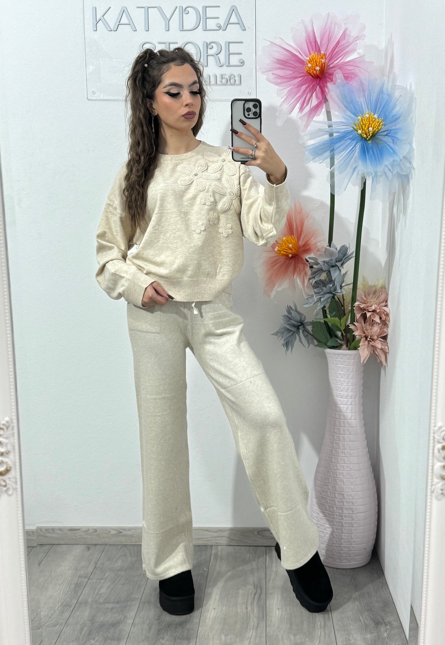 Compleu din tricot crem Annais