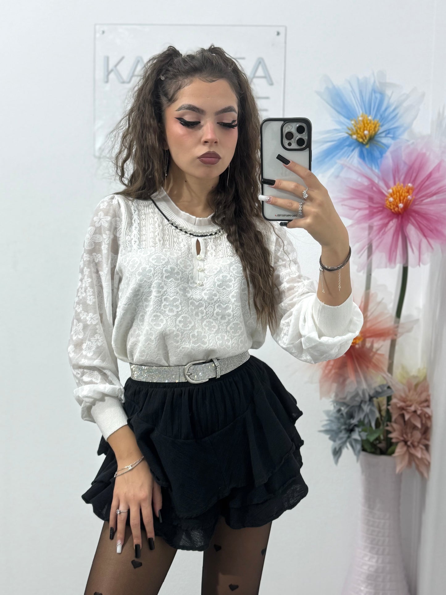 Bluză cu perlute și cristale Criss