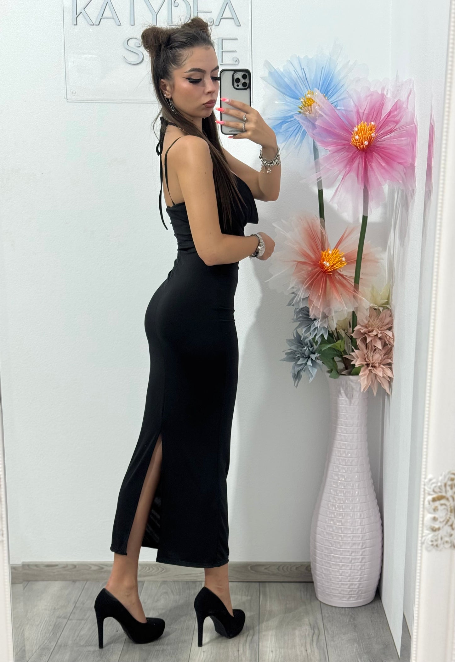 Rochie pe corp midi neagra Jessica