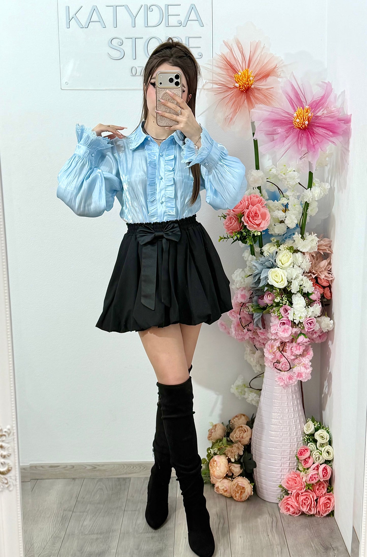 Cămașă satinata cu dantelă DELICE