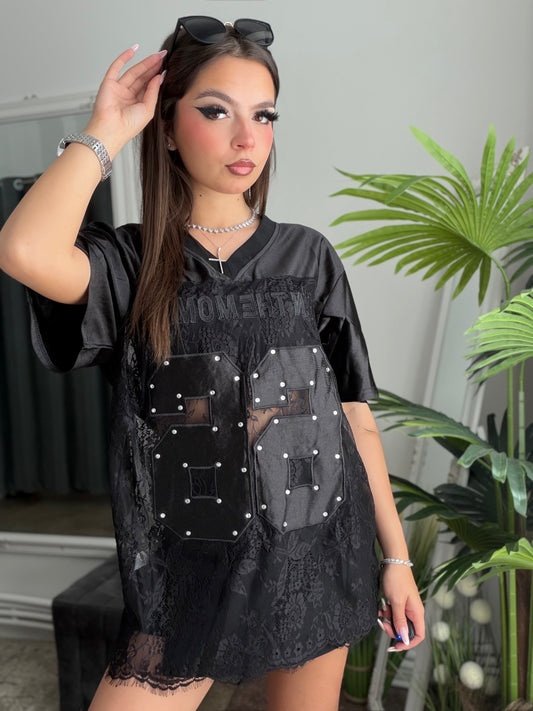 Tricou university negru GIRLS