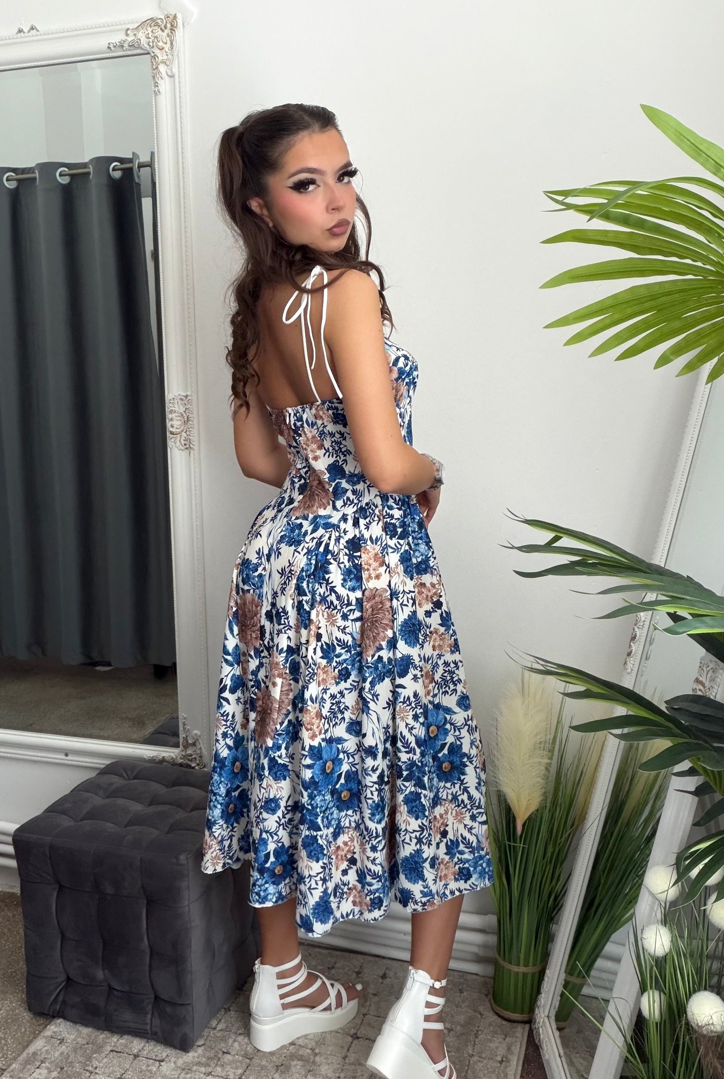 Rochie midi bleumarin VERA
