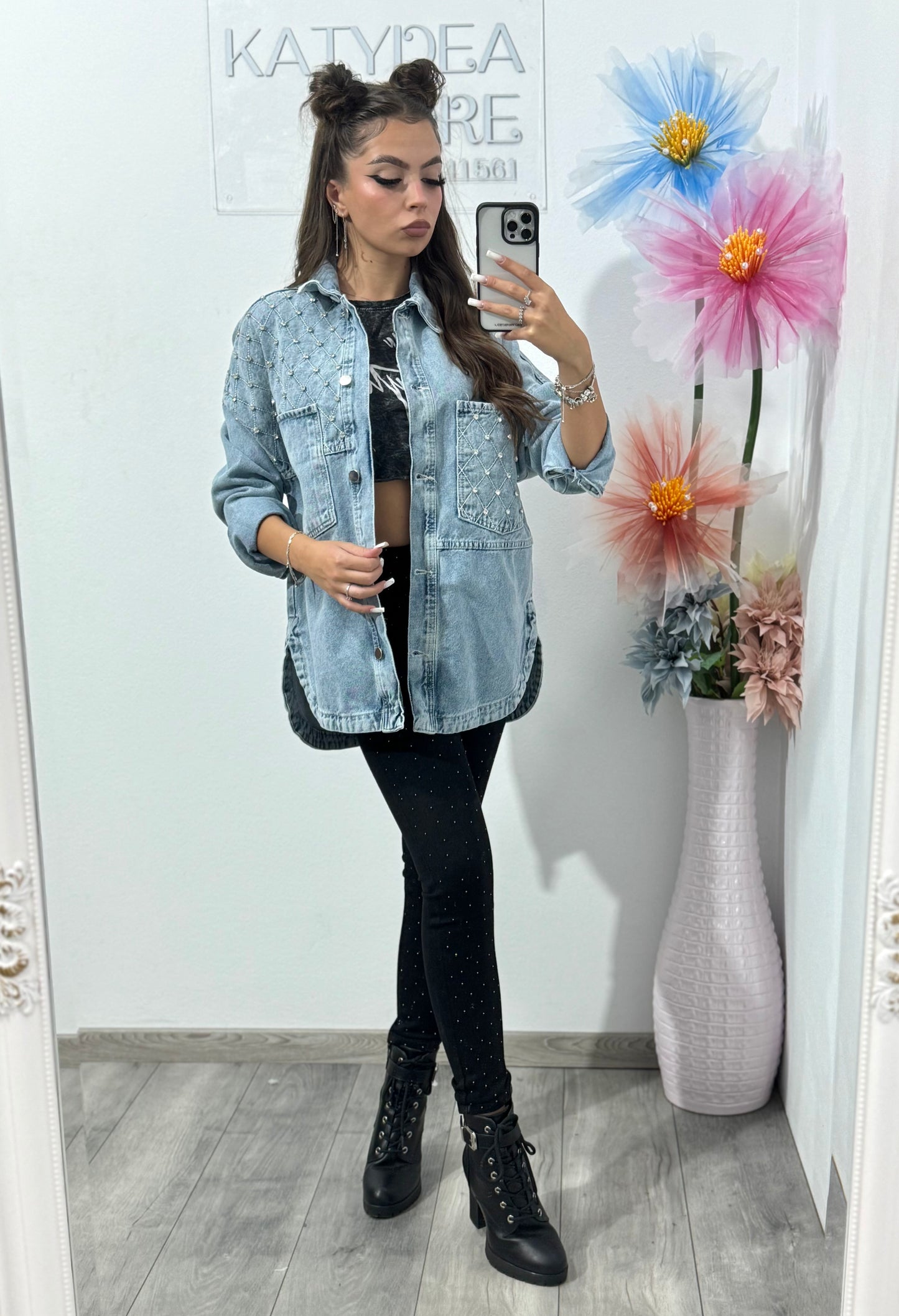 Geacă din denim cu cristale Dennise