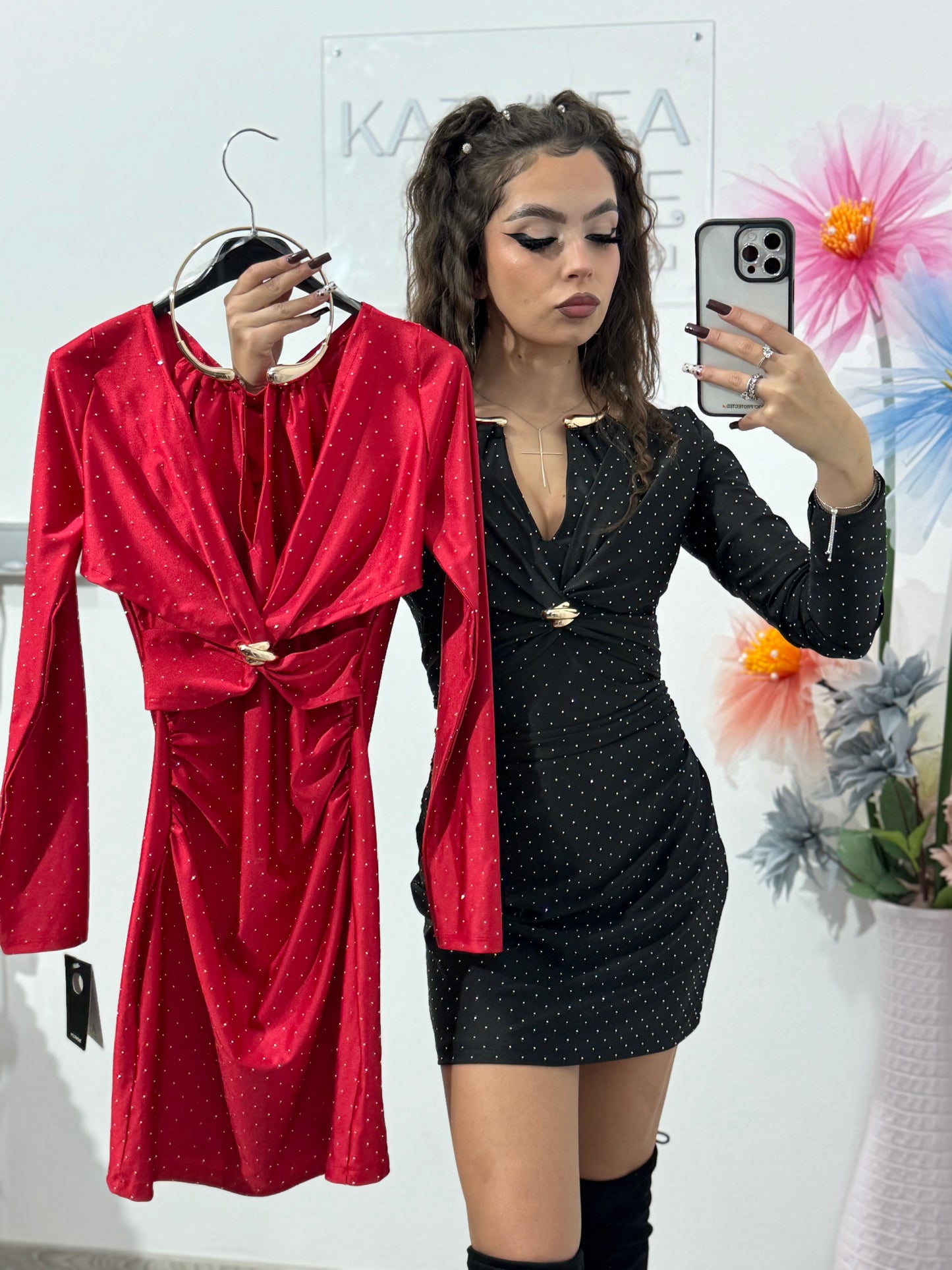 Rochie cu cristale ștanțate Bella