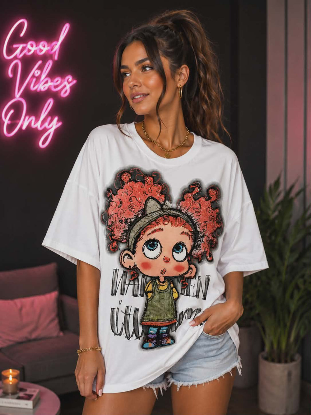Tricou alb CRAZY GIRL