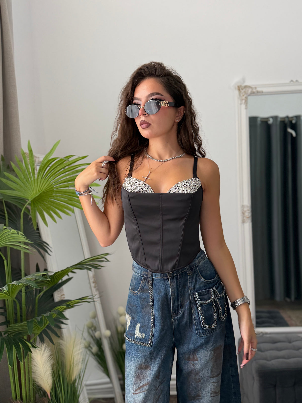 Top tip corset cu cristale luxury