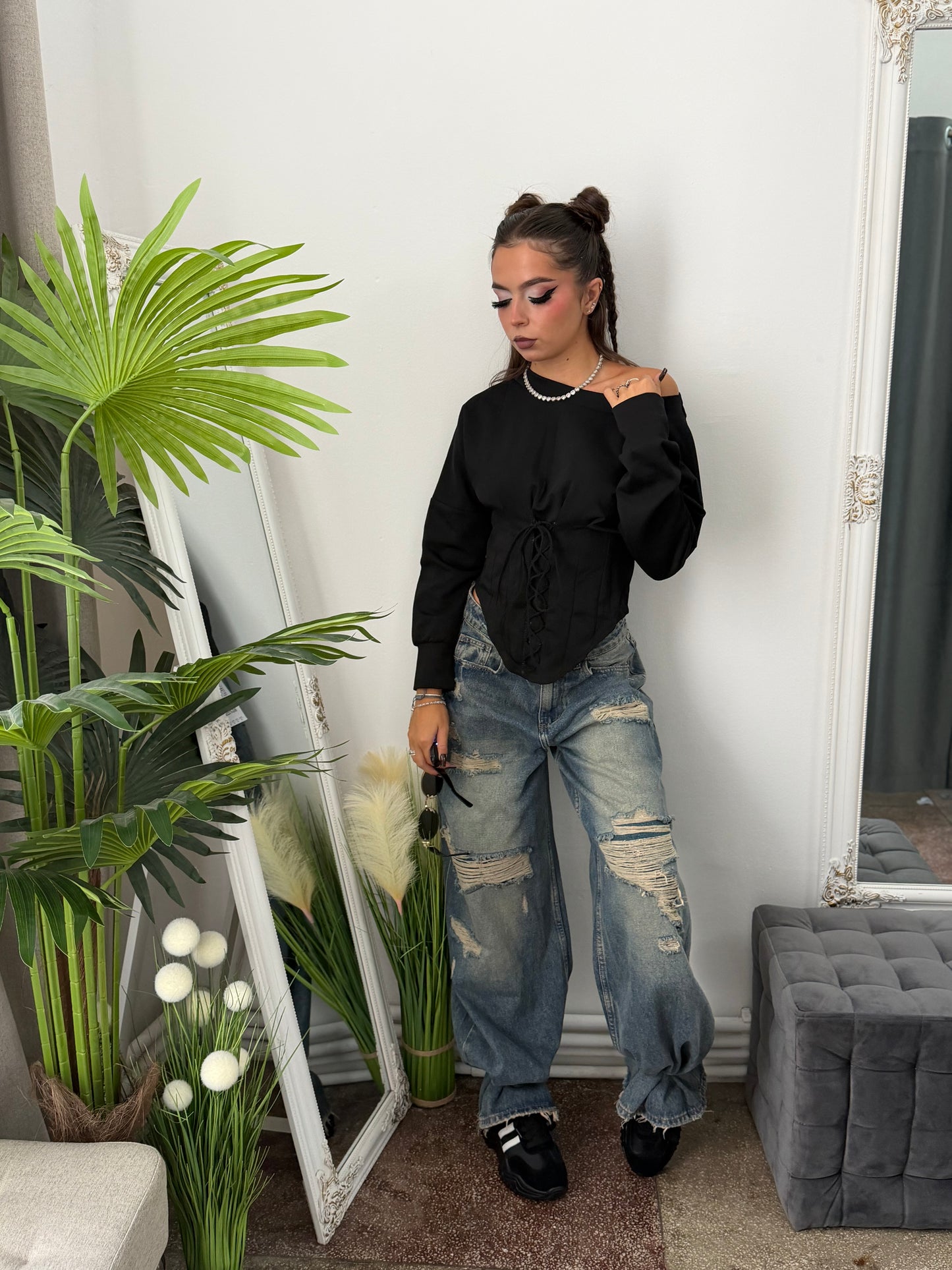 Bluză tip corset neagra JOLIE